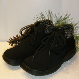 Chilis 7.5 Ankle Boots Black Fabric Knit Cuff Top